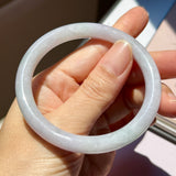 55.1mm A-Grade Natural Lavender Green Jadeite Traditional Round Bangle No.152078