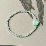 3.6mm A-Grade Natural Jadeite Ruyi Bean Beaded Bracelet No.190507