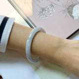 55.1mm A-Grade Natural Lavender Green Jadeite Traditional Round Bangle No.152078