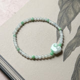 3.6mm A-Grade Natural Jadeite Ruyi Bean Beaded Bracelet No.190507