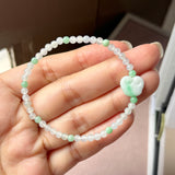 3.6mm A-Grade Natural Jadeite Ruyi Bean Beaded Bracelet No.190507