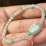 3.6mm A-Grade Natural Jadeite Ruyi Bean Beaded Bracelet No.190507
