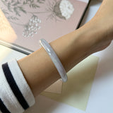 55.1mm A-Grade Natural Lavender Green Jadeite Traditional Round Bangle No.152078