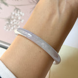 55.1mm A-Grade Natural Lavender Green Jadeite Traditional Round Bangle No.152078