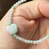 3.6mm A-Grade Natural Jadeite Ruyi Bean Beaded Bracelet No.190507