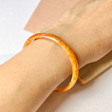 52mm A-Grade Natural Orangey Red Jadeite Modern Round Bangle No.151980