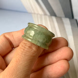 19.3mm A-Grade Natural Light Green Jadeite Archer Ring Band No.161603