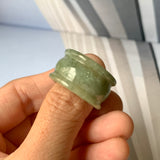 19.3mm A-Grade Natural Light Green Jadeite Archer Ring Band No.161603