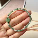 3.6mm A-Grade Natural Jadeite Ruyi Bean Beaded Bracelet No.190508