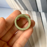19.3mm A-Grade Natural Light Green Jadeite Archer Ring Band No.161603