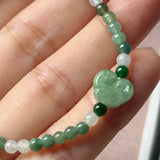 3.6mm A-Grade Natural Jadeite Ruyi Bean Beaded Bracelet No.190508