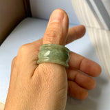 19.3mm A-Grade Natural Light Green Jadeite Archer Ring Band No.161603