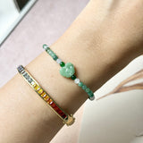 3.6mm A-Grade Natural Jadeite Ruyi Bean Beaded Bracelet No.190508
