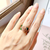 16.2mm Icy A-Grade Natural Imperial Green Jadeite Rosé Ring No.162488
