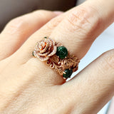 16.2mm Icy A-Grade Natural Imperial Green Jadeite Rosé Ring No.162488