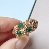 16.2mm Icy A-Grade Natural Imperial Green Jadeite Rosé Ring No.162488