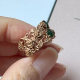 16.2mm Icy A-Grade Natural Imperial Green Jadeite Rosé Ring No.162488