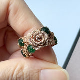 16.2mm Icy A-Grade Natural Imperial Green Jadeite Rosé Ring No.162488