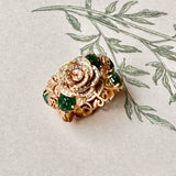 16.2mm Icy A-Grade Natural Imperial Green Jadeite Rosé Ring No.162488