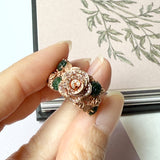16.2mm Icy A-Grade Natural Imperial Green Jadeite Rosé Ring No.162488