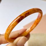 52.1mm A-Grade Natural Orangey Red Jadeite Modern Round Bangle No.151981