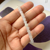 5.5mm A-Grade Natural Light Lavender Jadeite Beaded Bracelet No.190389