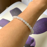 5.5mm A-Grade Natural Light Lavender Jadeite Beaded Bracelet No.190389