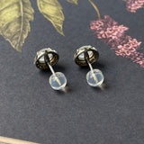 Icy A-Grade Natural Jadeite Classic Halo Stud Earring No.180857