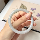 56.2mm A-Grade Natural Lavender Green Jadeite Traditional Round Bangle No.152079