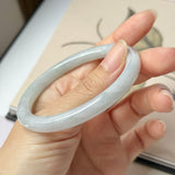 56.2mm A-Grade Natural Lavender Green Jadeite Traditional Round Bangle No.152079