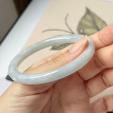 56.2mm A-Grade Natural Lavender Green Jadeite Traditional Round Bangle No.152079
