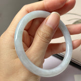 56.2mm A-Grade Natural Lavender Green Jadeite Traditional Round Bangle No.152079