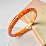 52mm A-Grade Natural Orangey Red Jadeite Modern Round Bangle No.151982