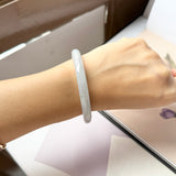 56.2mm A-Grade Natural Lavender Green Jadeite Traditional Round Bangle No.152079