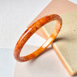 52mm A-Grade Natural Orangey Red Jadeite Modern Round Bangle No.151982