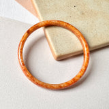52mm A-Grade Natural Orangey Red Jadeite Modern Round Bangle No.151982