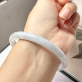 56.2mm A-Grade Natural Lavender Green Jadeite Traditional Round Bangle No.152079