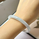 56.2mm A-Grade Natural Lavender Green Jadeite Traditional Round Bangle No.152079