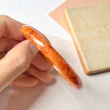 52mm A-Grade Natural Orangey Red Jadeite Modern Round Bangle No.151982