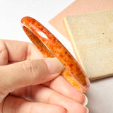 52mm A-Grade Natural Orangey Red Jadeite Modern Round Bangle No.151982