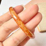 52mm A-Grade Natural Orangey Red Jadeite Modern Round Bangle No.151982
