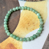 SOLD OUT: 5.5mm A-Grade Natural Moss On Snow Jadeite Beaded Bracelet No.190388