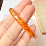 52mm A-Grade Natural Orangey Red Jadeite Modern Round Bangle No.151982