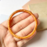 SOLD OUT: 52mm A-Grade Natural Orangey Red Jadeite Modern Round Bangle No.151982