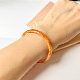 52mm A-Grade Natural Orangey Red Jadeite Modern Round Bangle No.151982