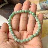 SOLD OUT: 5.5mm A-Grade Natural Moss On Snow Jadeite Beaded Bracelet No.190388