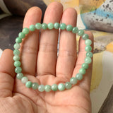 SOLD OUT: 5.5mm A-Grade Natural Moss On Snow Jadeite Beaded Bracelet No.190388
