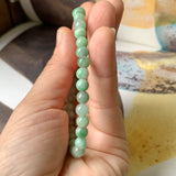 SOLD OUT: 5.5mm A-Grade Natural Moss On Snow Jadeite Beaded Bracelet No.190388