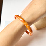 52mm A-Grade Natural Orangey Red Jadeite Modern Round Bangle No.151982