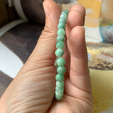 SOLD OUT: 5.5mm A-Grade Natural Moss On Snow Jadeite Beaded Bracelet No.190388